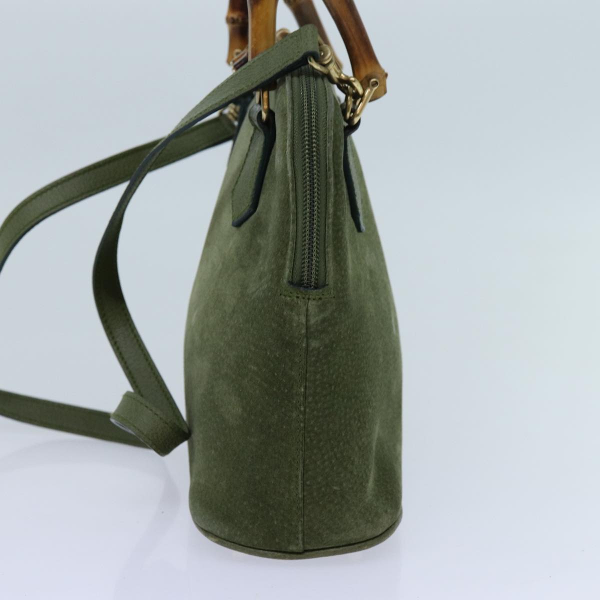 Luxury Gucci Trending 2025 Bamboo Hand Bag Suede 2way Green 000 1274 0290  71820