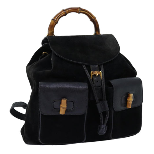 Luxury Gucci Trending 2025 Bamboo Backpack Suede Black  71825