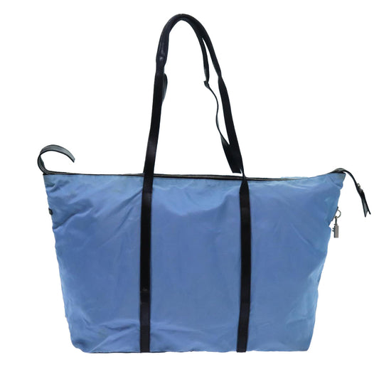 Luxury PradaBoston Bag Nylon Light Blue Black 71856