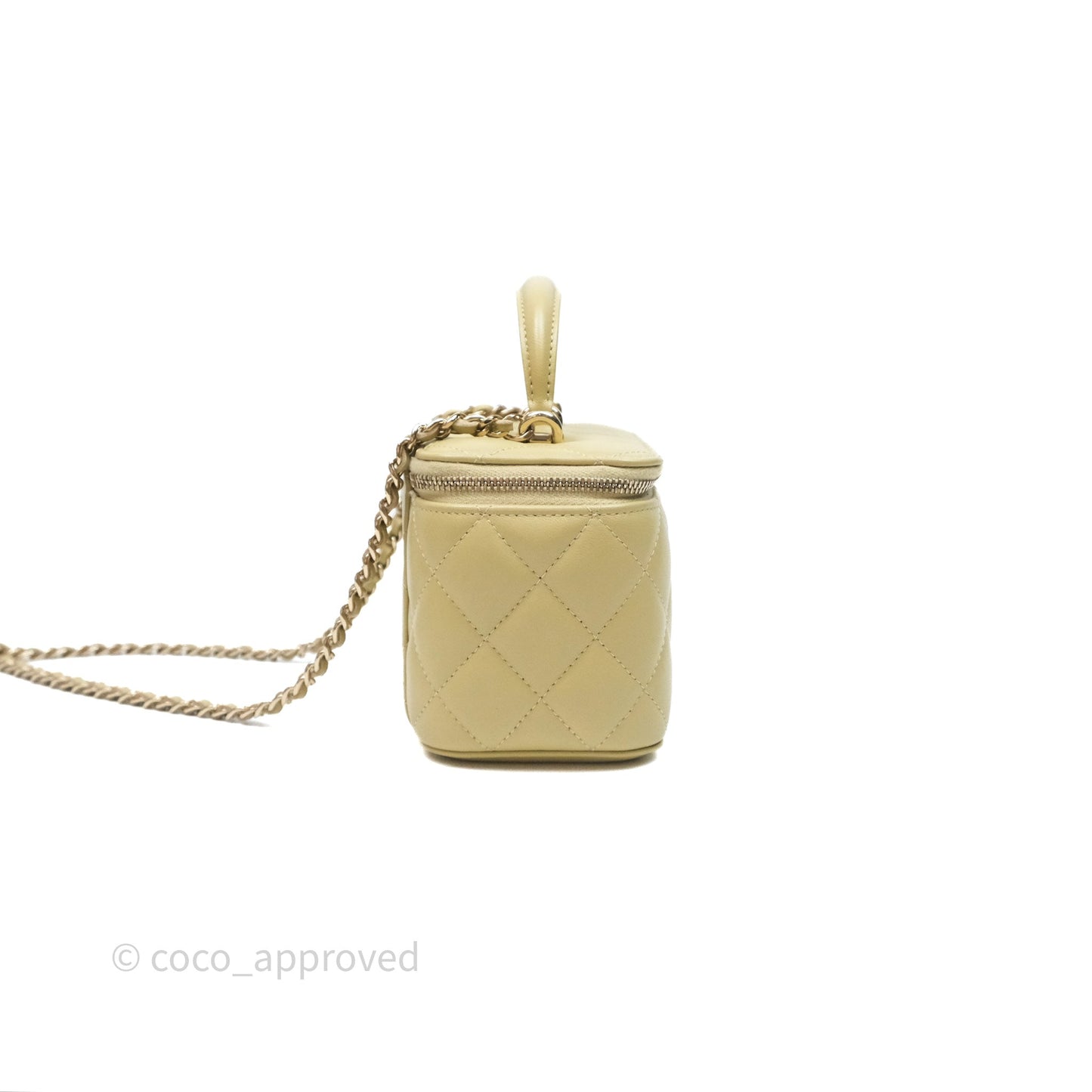 Chanel Top Handle Vanity with Chain Olive Green Lambskin Aged Gold Hardware