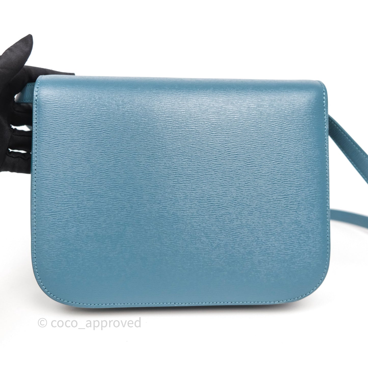 Celine Medium Classic Box Flap Blue Green Calfskin Gold Hardware