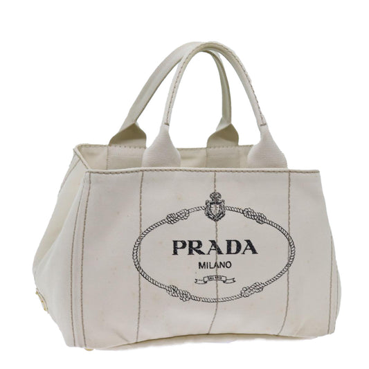 Luxury PradaCanapa MM Hand Bag Canvas White 71877