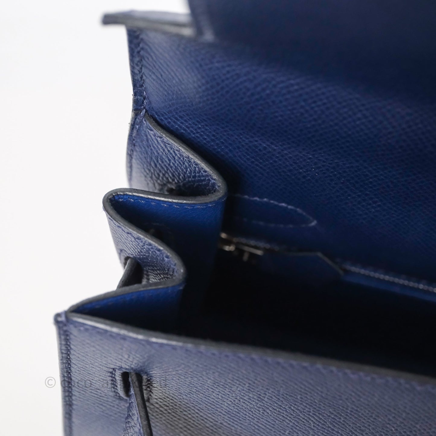 Hermes Kelly 32 Bleu Saphir 73 Epsom Palladium Hardware