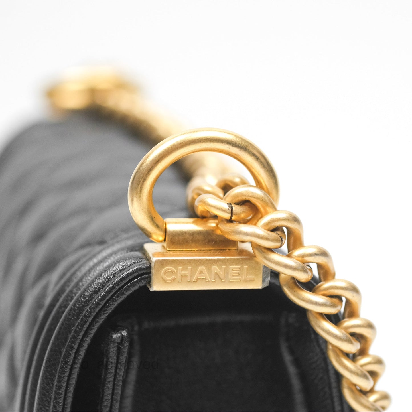 Chanel Boy Messenger Bag Black Caviar Aged Gold Hardware