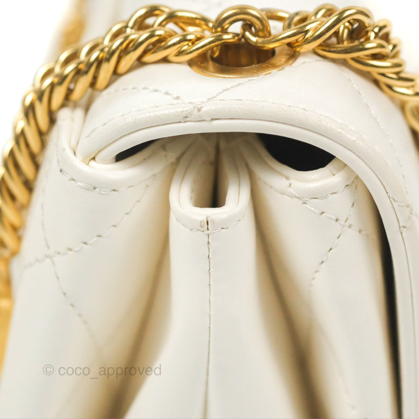 Chanel Mini Flap Bag with Enamel Charm Chain White Lambskin Gold Hardware