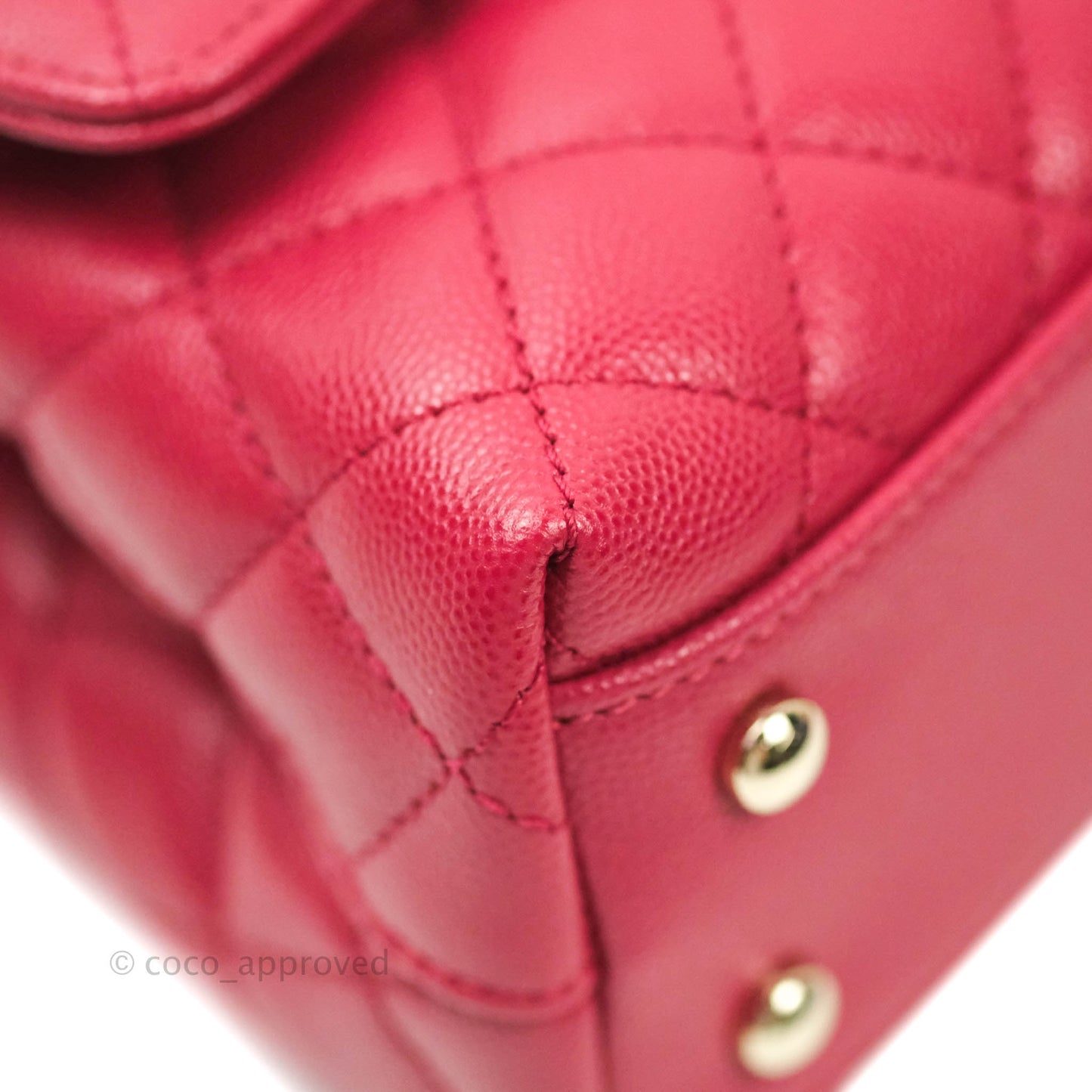 Chanel Mini (Small) Coco Handle Quilted Red Caviar Gold Hardware 21A