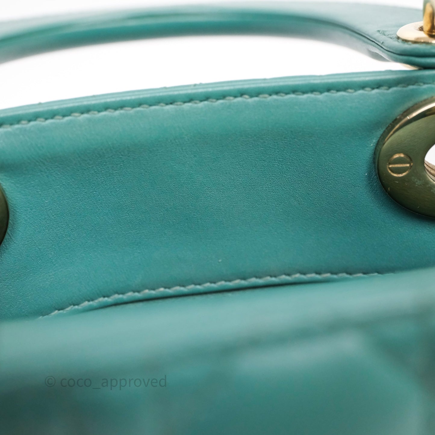 Christian Dior Mini Lady Dior Cannage Green Lambskin Gold Hardware
