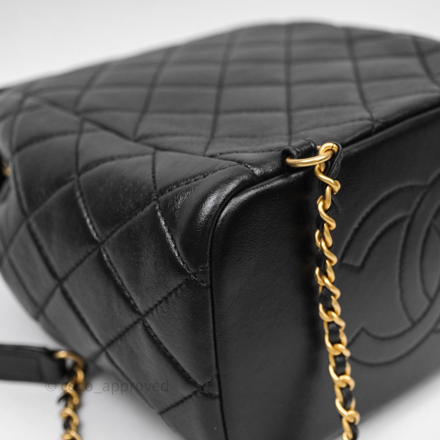 Chanel Backpack Black Calfskin Aged Gold Hardware