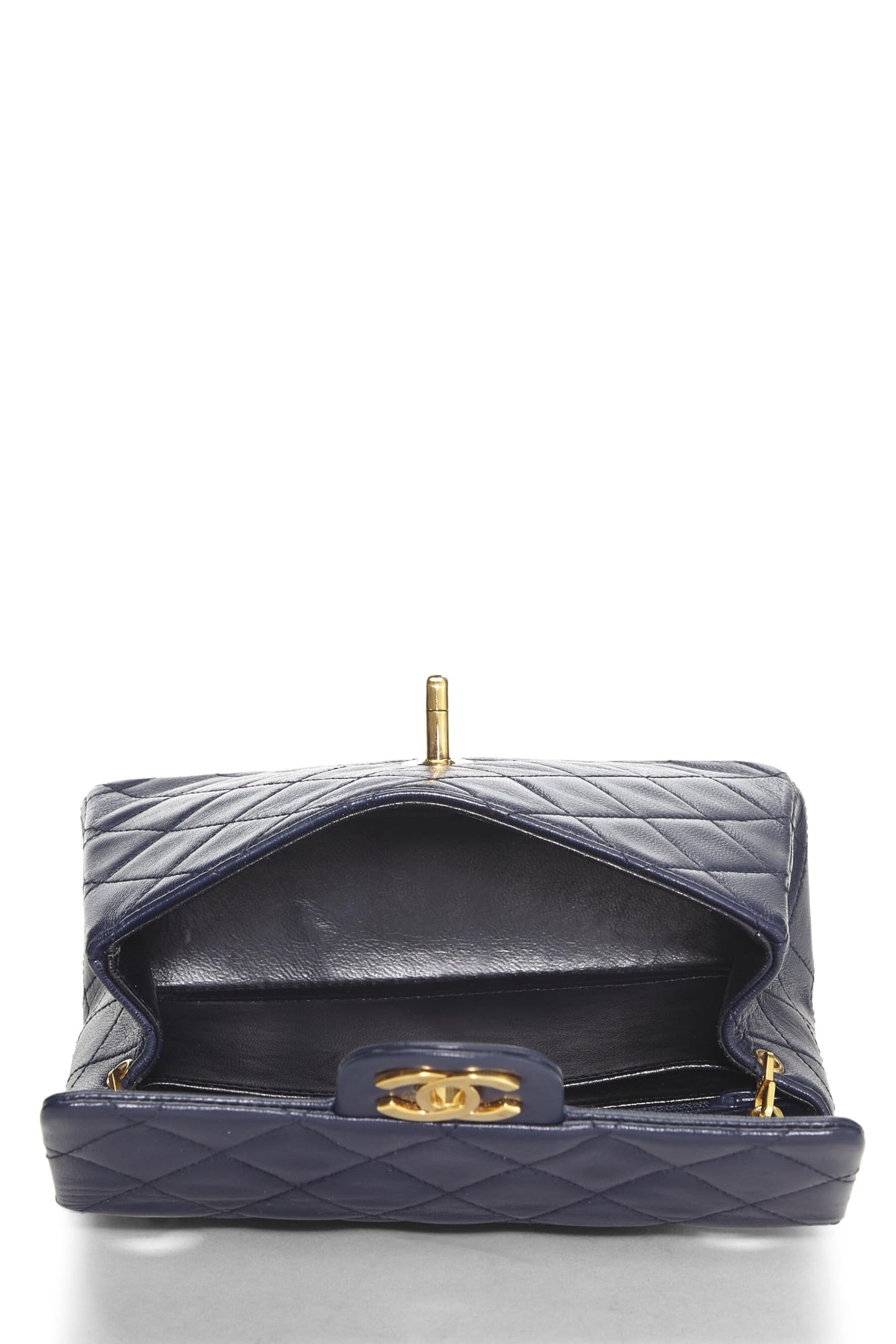 Chanel,  Navy Quilted Lambskin Half Flap Mini, Navy