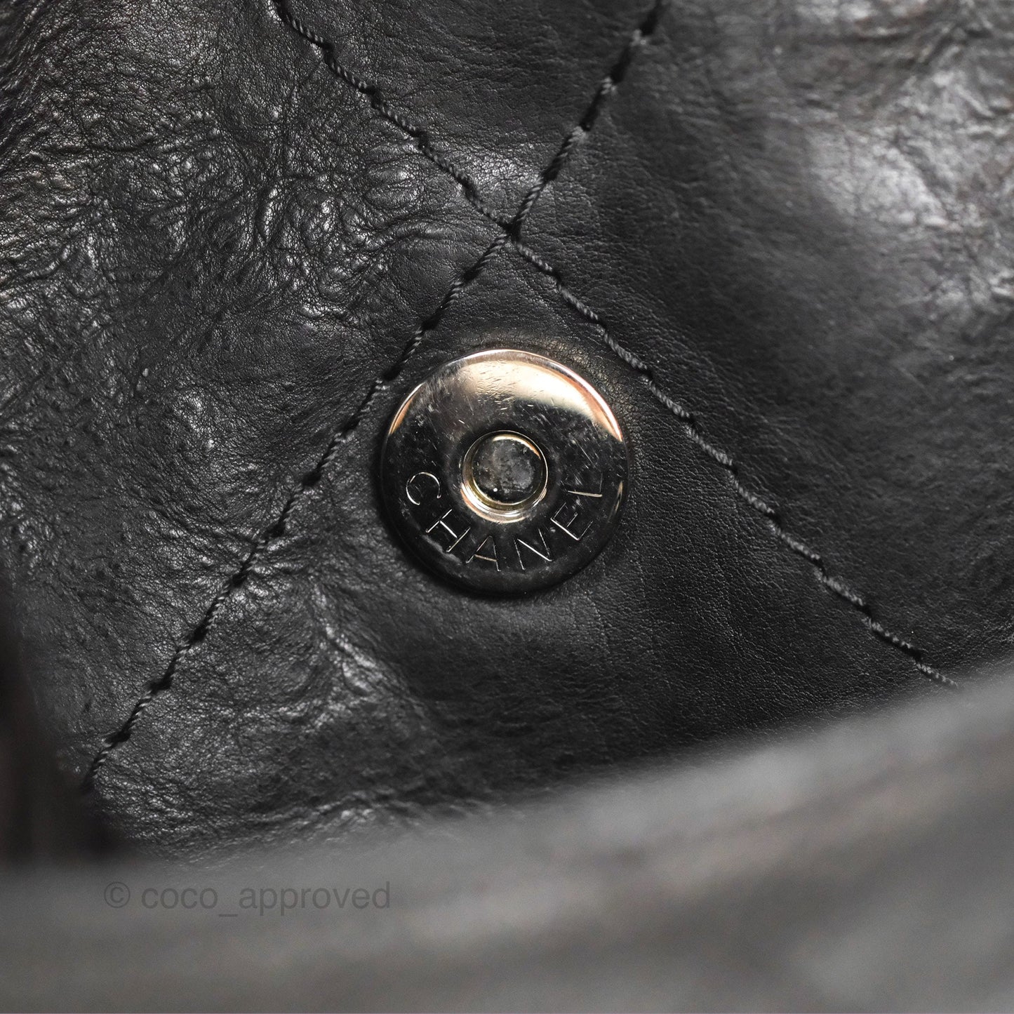 Chanel Large Hamptons Shopping Tote Black Washed Calfskin