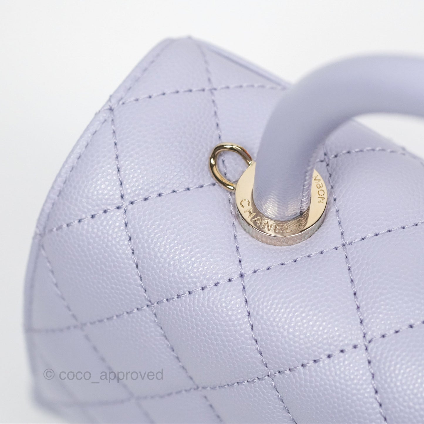 Chanel Small Coco Handle Quilted Lilac Caviar Gold Hardware