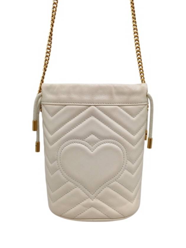 Luxury Gucci Trending 2025 575163 White leather GG Marmont mini bucket cross bag