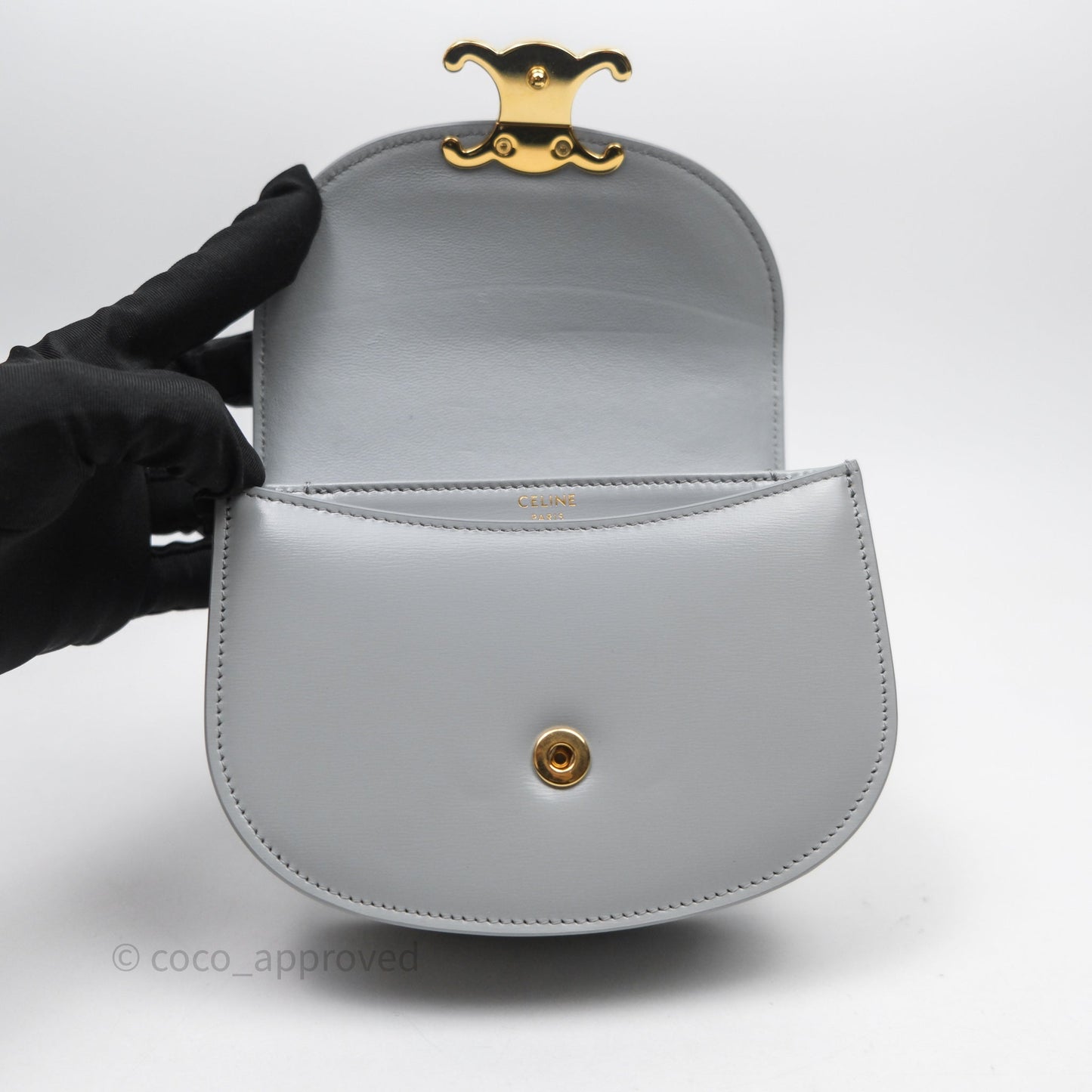 Celine Mini Besace Clea Grey Shiny Calfskin