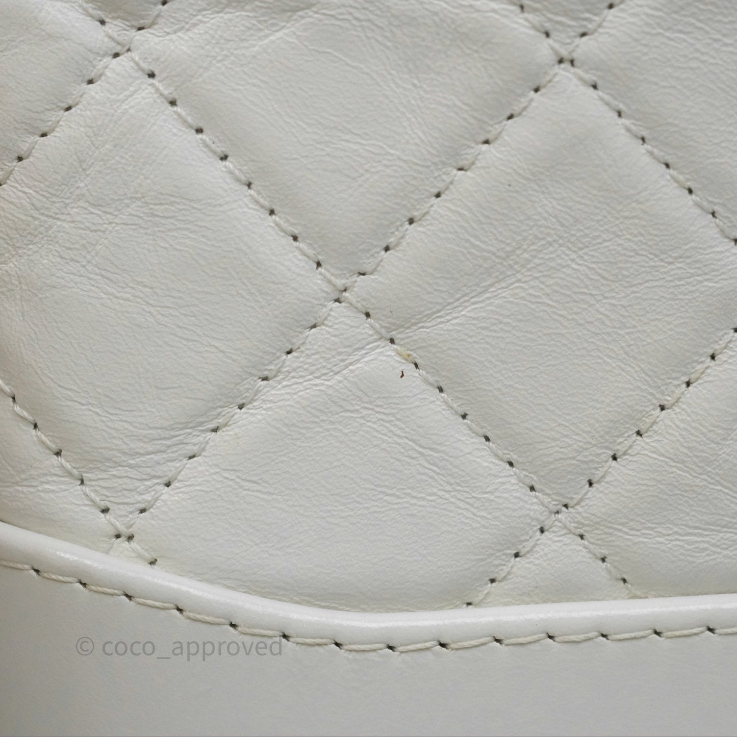 Chanel Small Gabrielle Hobo Quilted White Aged Calfskin