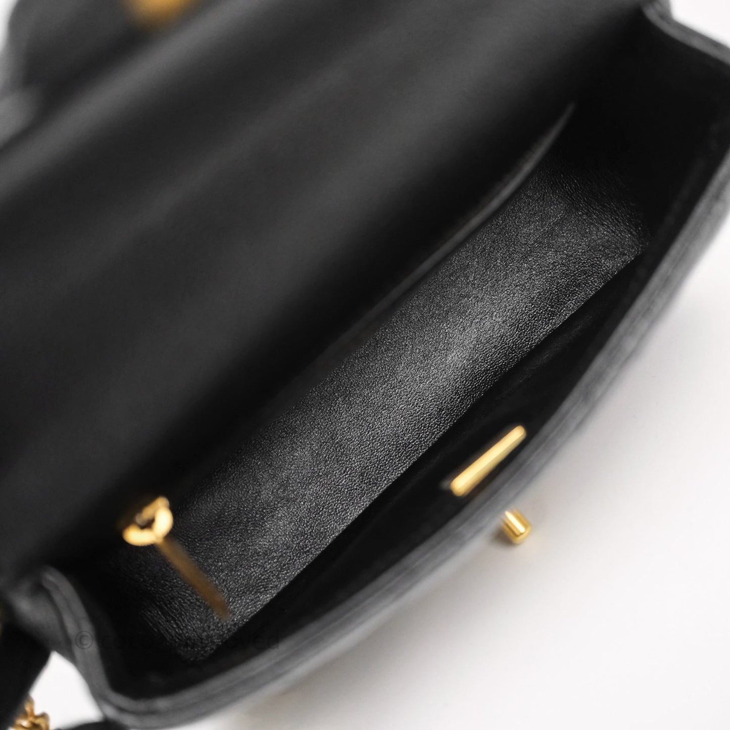 Chanel Mini Flap Bag Heart Adjustable Chain Black Caviar Aged Gold Hardware