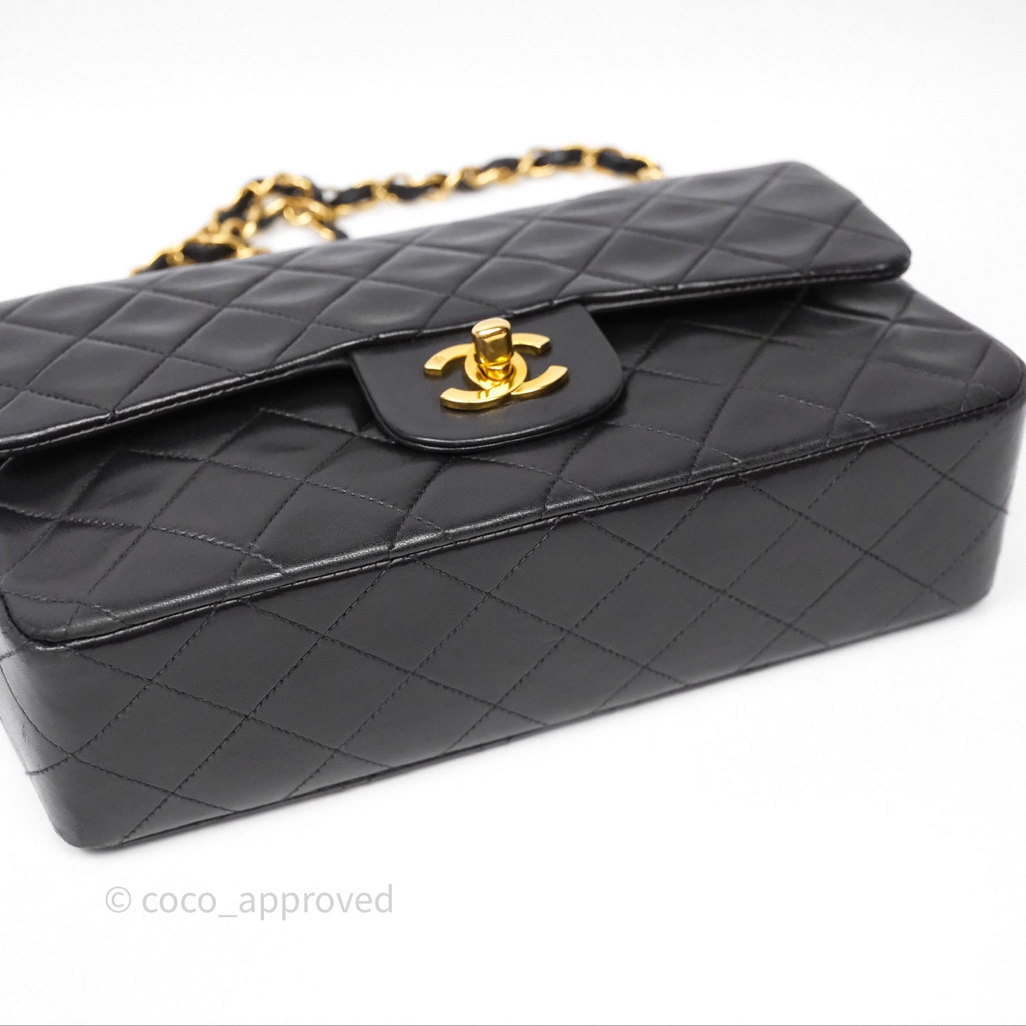 Chanel Vintage Lambskin Small Double Flap Bag Black Gold Hardware
