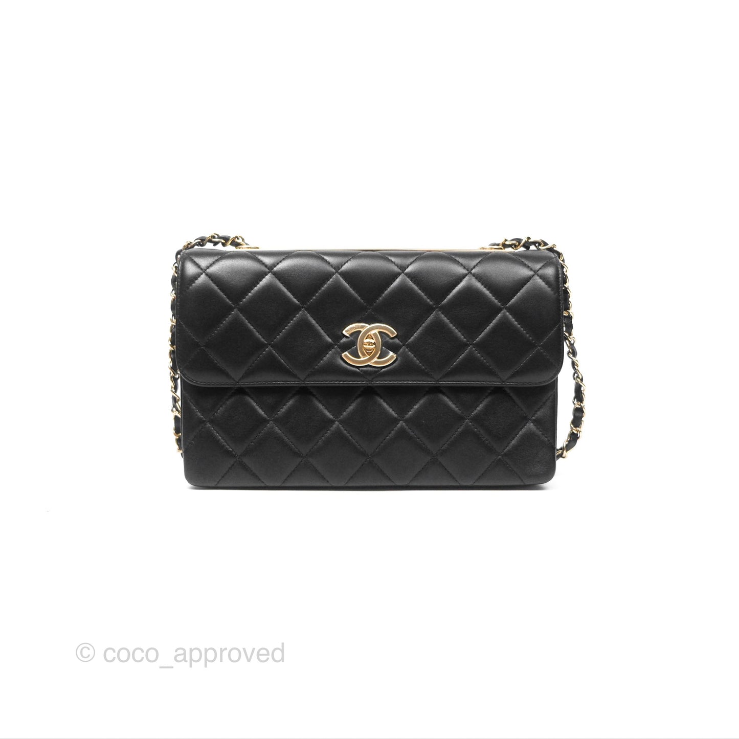 Chanel Trendy CC Flap Clutch Bag Black Lambskin Gold Hardware
