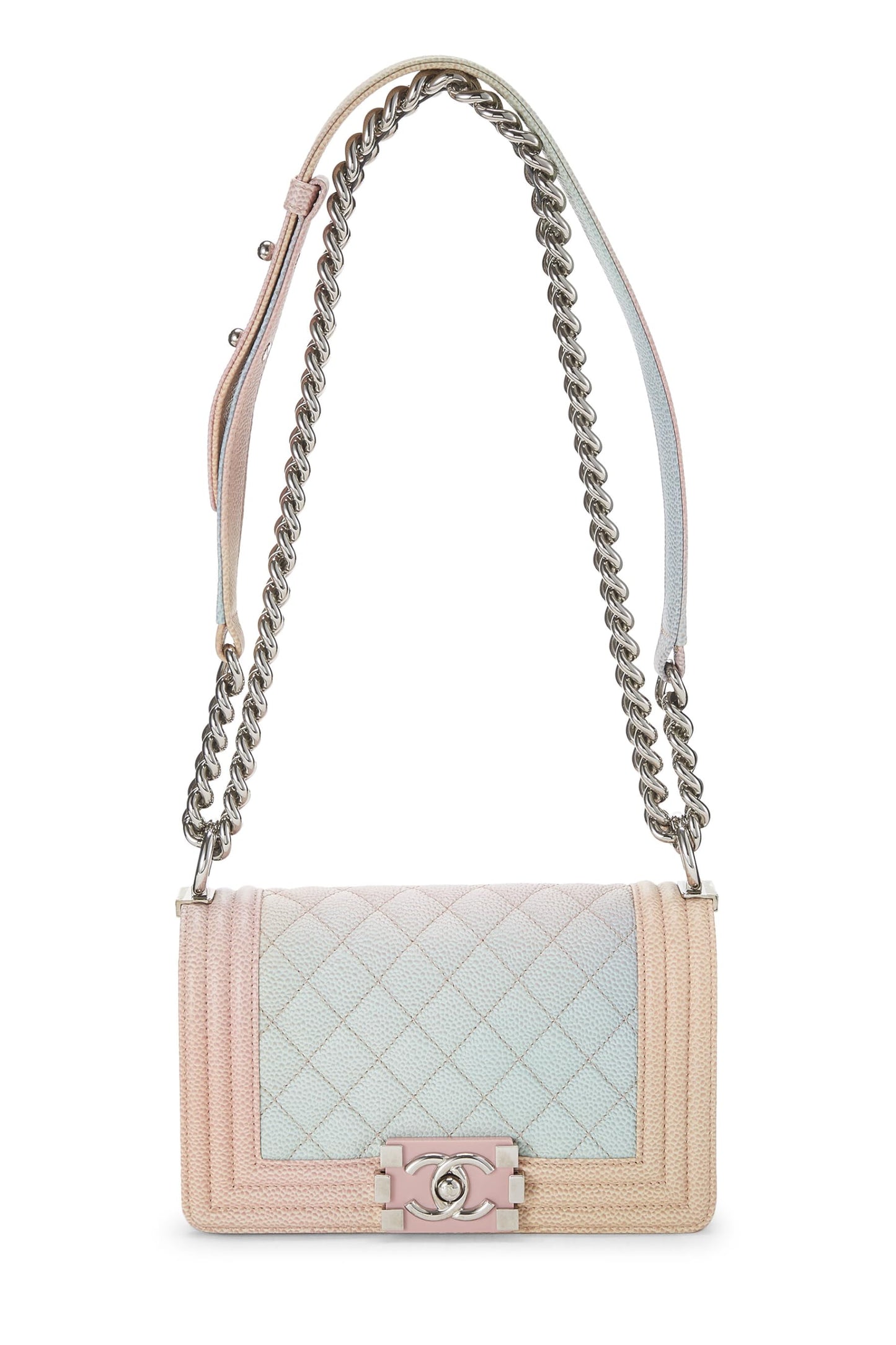 Chanel,  Rainbow Quilted Caviar Boy Bag Small, Pink