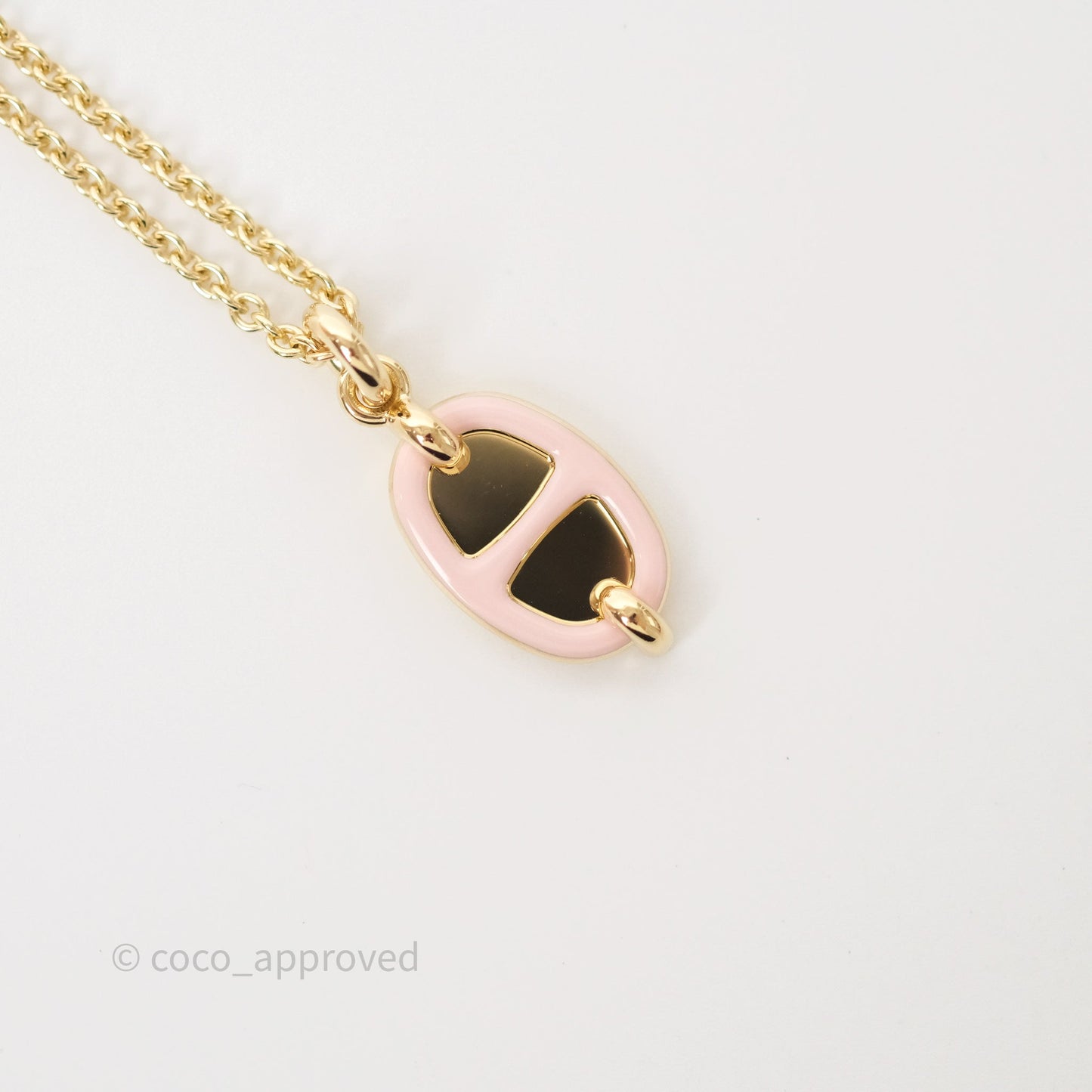Hermes Mini Maillon Pendant Necklace PM Rose Candeur
