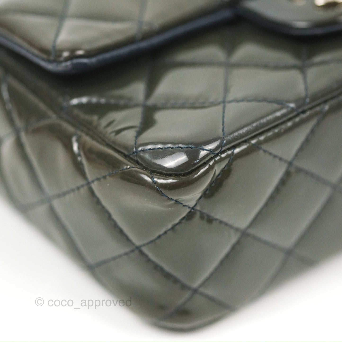 Chanel Quilted Mini Rectangular Green Patent Silver Hardware