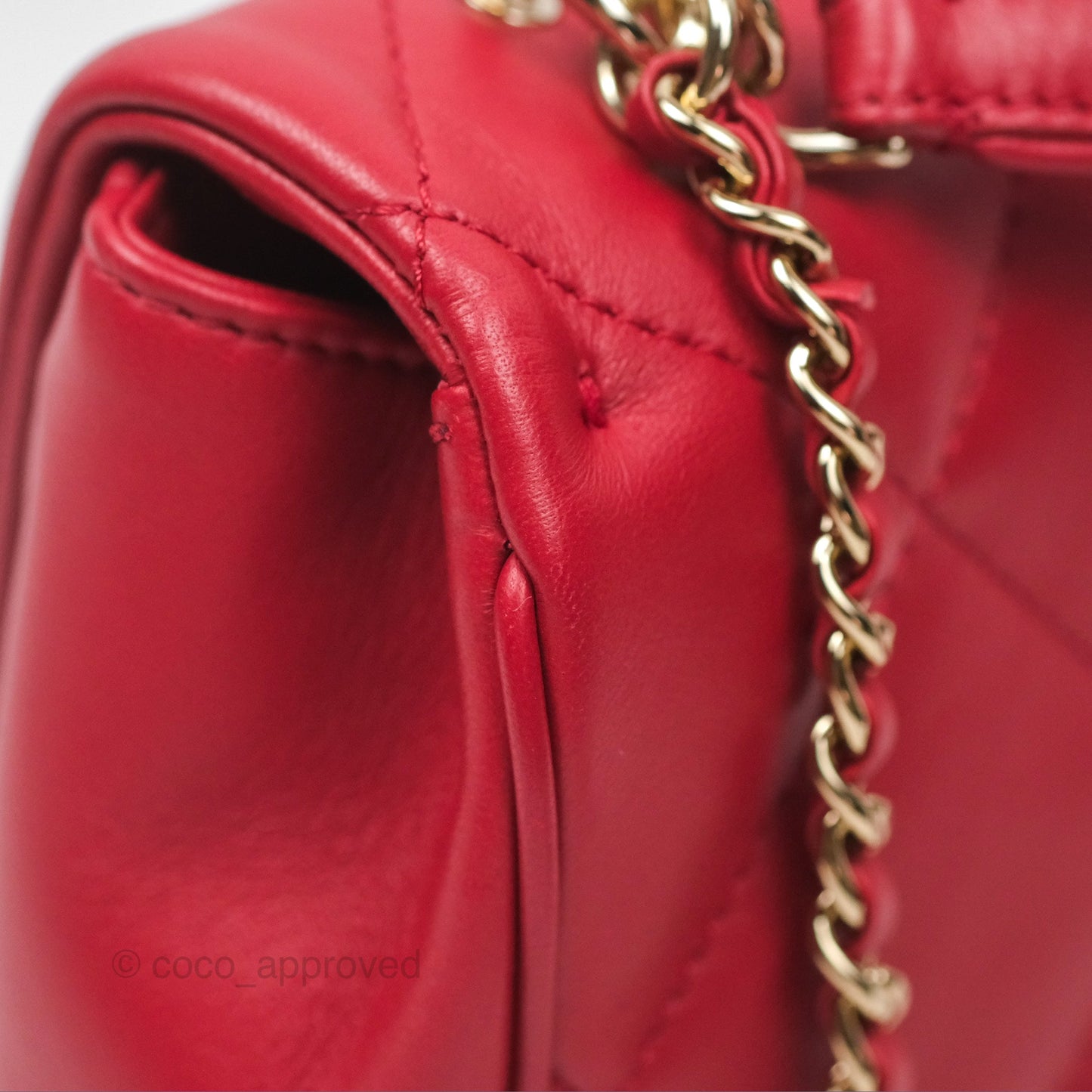 Chanel Easy Carry Flap Bag With Handle Red Lambskin Gold Hardware