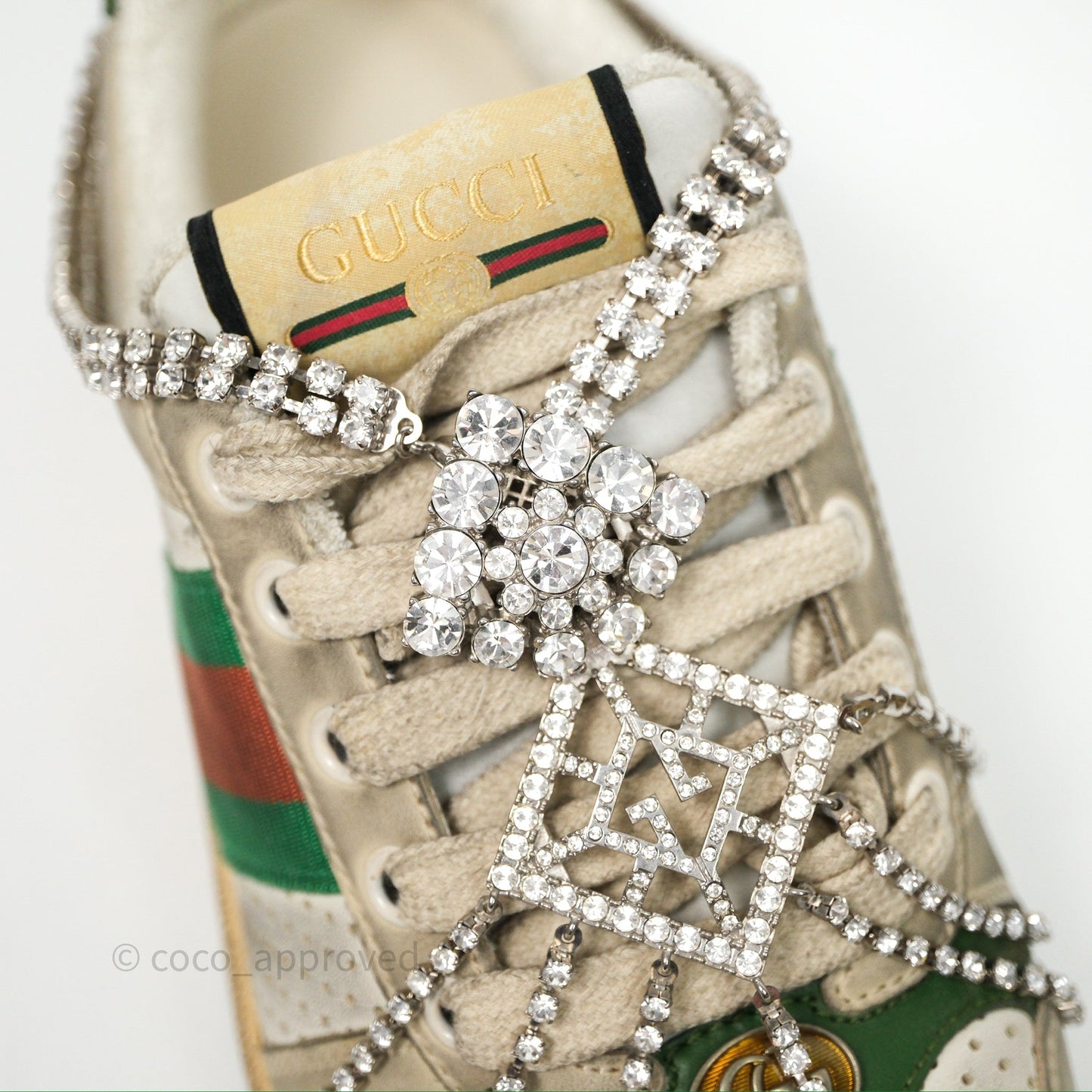 Gucci Crystals Embellished Low Top Sneakers Size 37