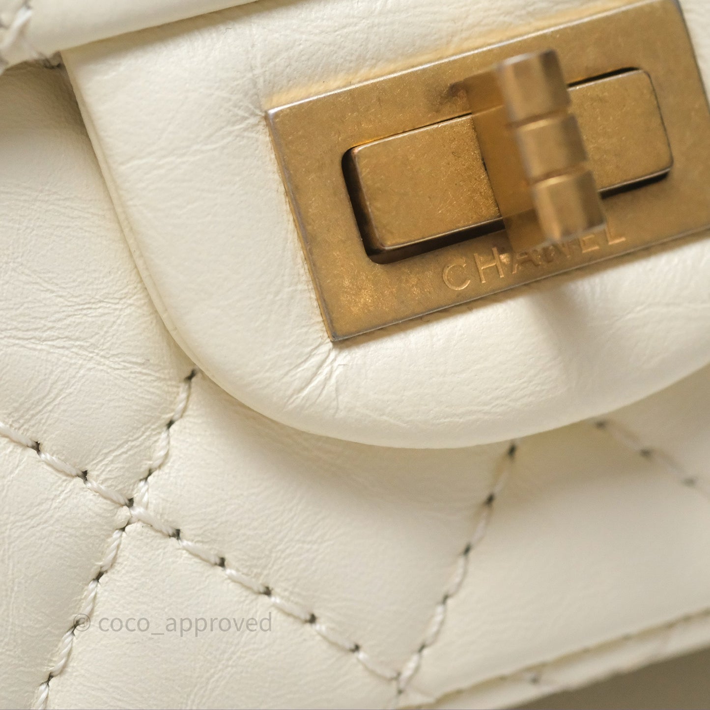 Chanel Mini Reissue 224 White Ivory Aged Calfskin Aged Gold Hardware