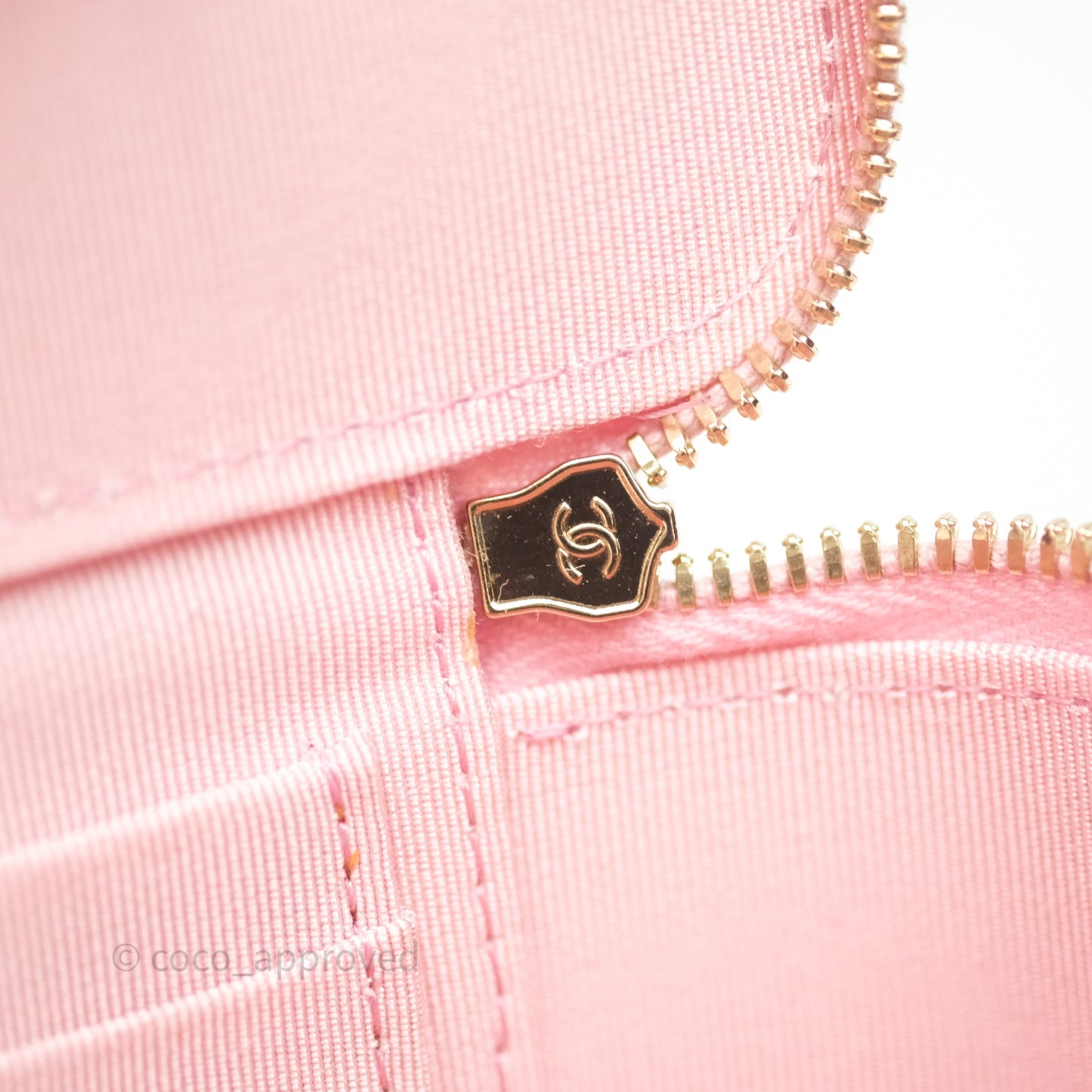 Chanel Vanity with Chain Camellia Embossed Pink Lambskin Gold Hardware