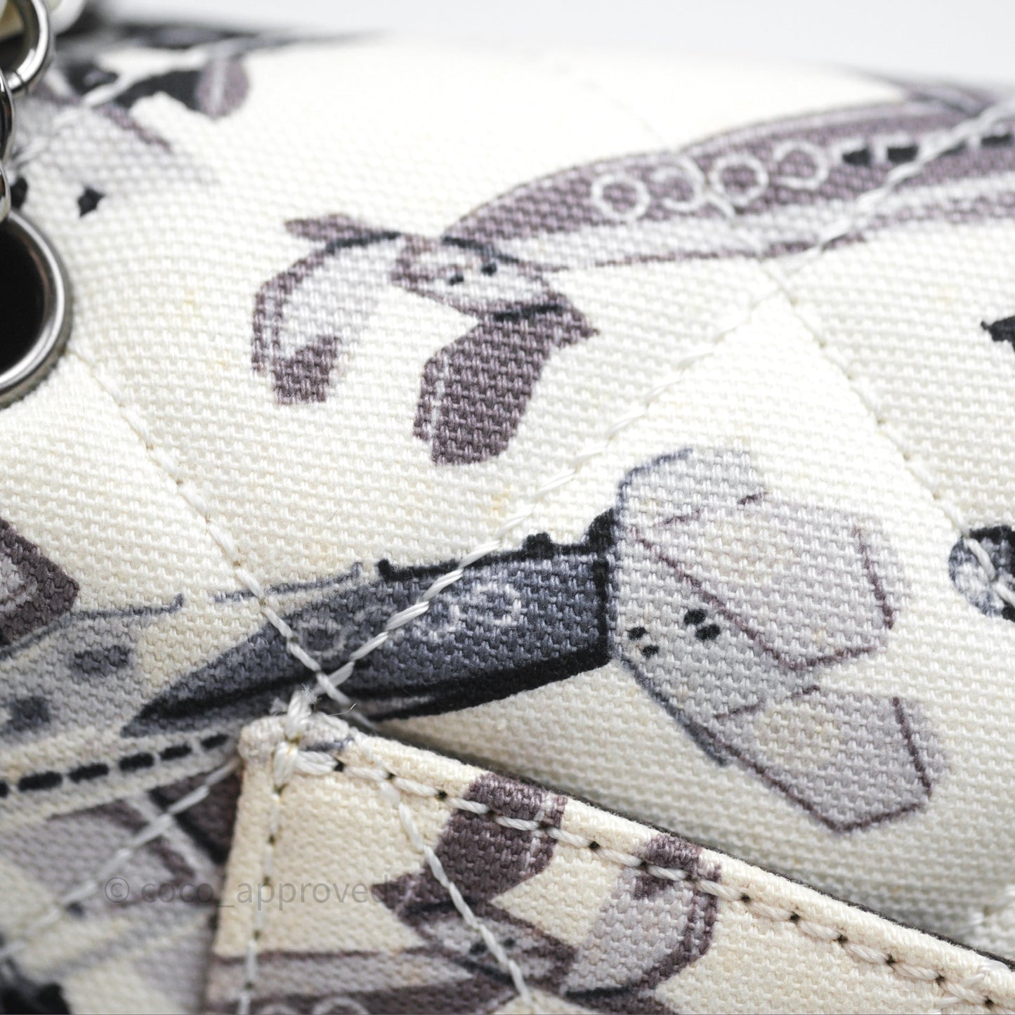 Chanel Quilted Airplane Printed Shoulder Flap Bag Canvas White