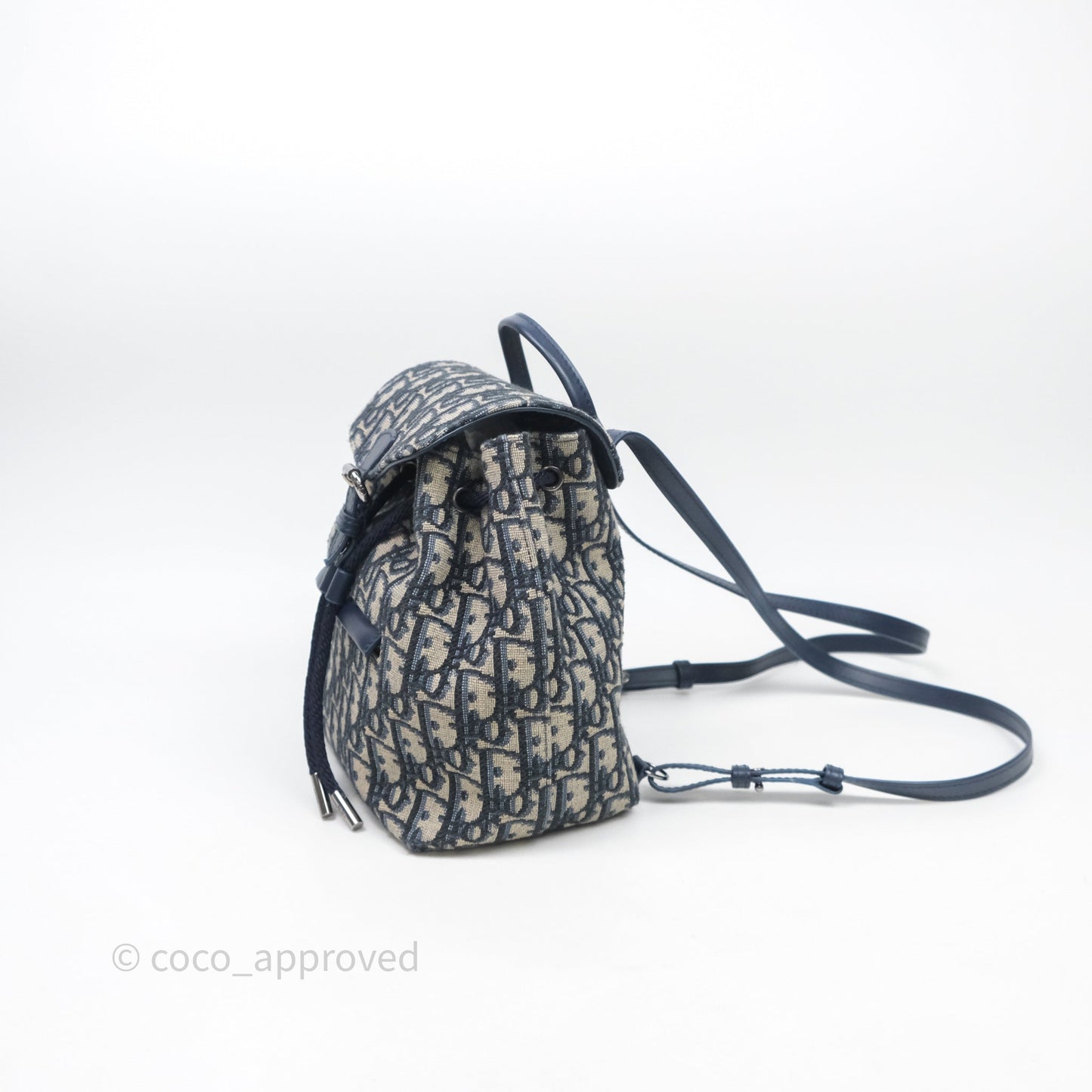 Christian Dior Mini Backpack Oblique Jacquard Beige and Blue