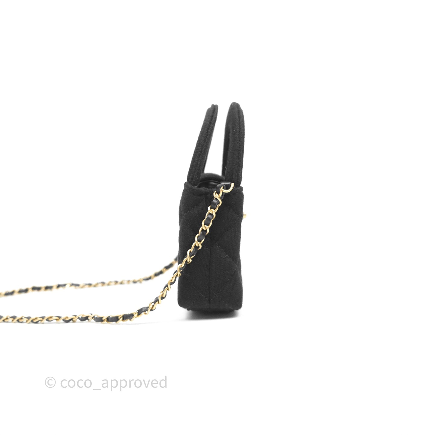 Chanel Mini Nano Kelly Bag Black Jersey Aged Gold Hardware 23K