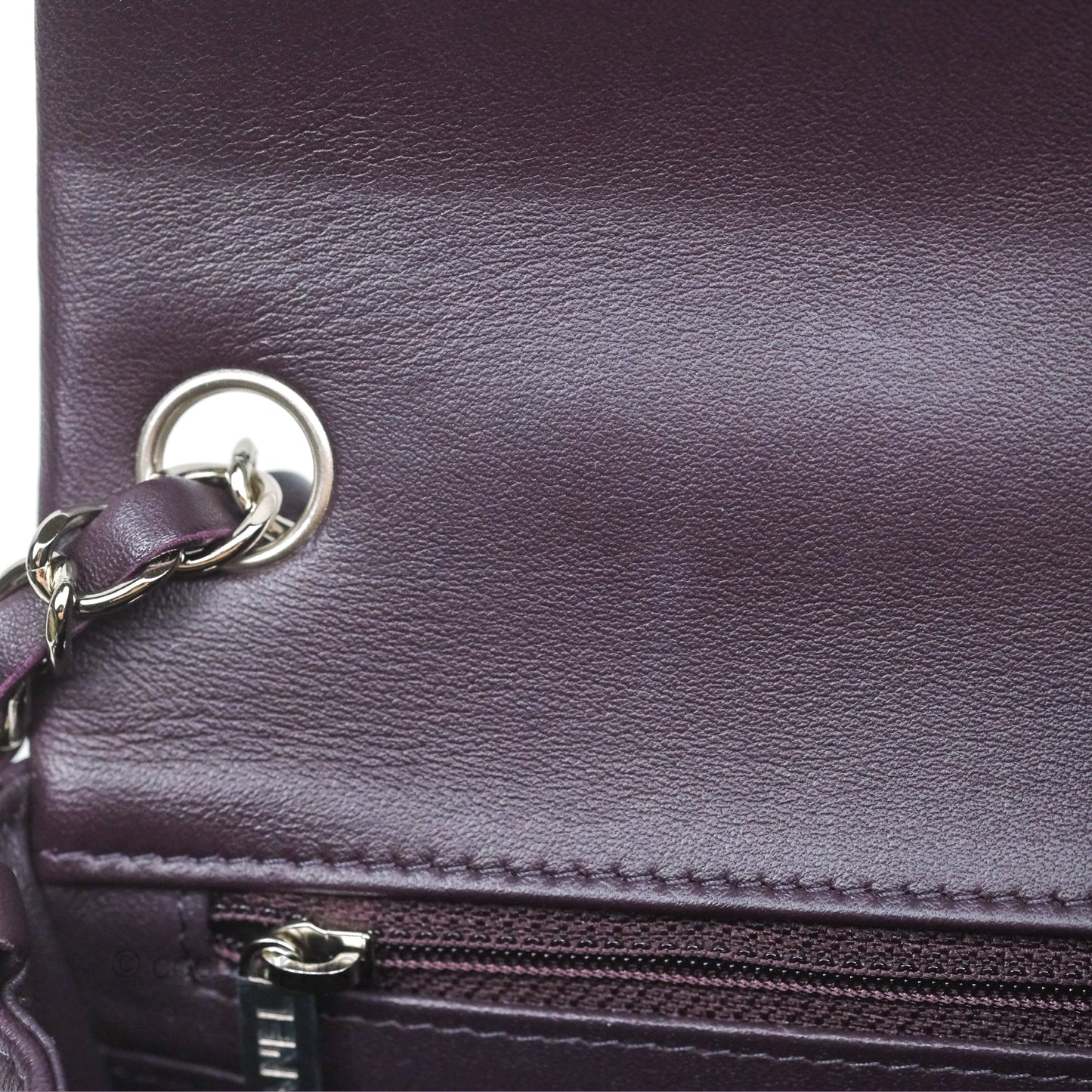Chanel Quilted Mini Square Dark Purple Lambskin Silver Hardware