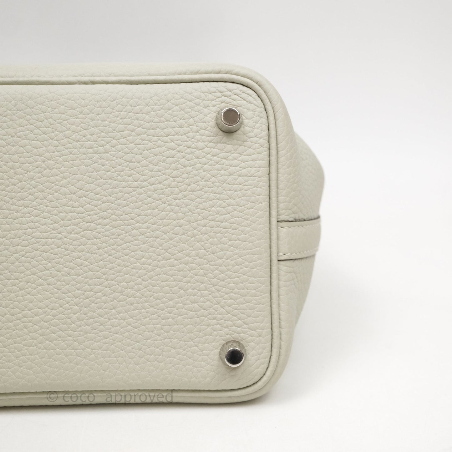 Hermes Picotin 18 Gris Neve/Vert 0V Comics Clemence Palladium Hardware