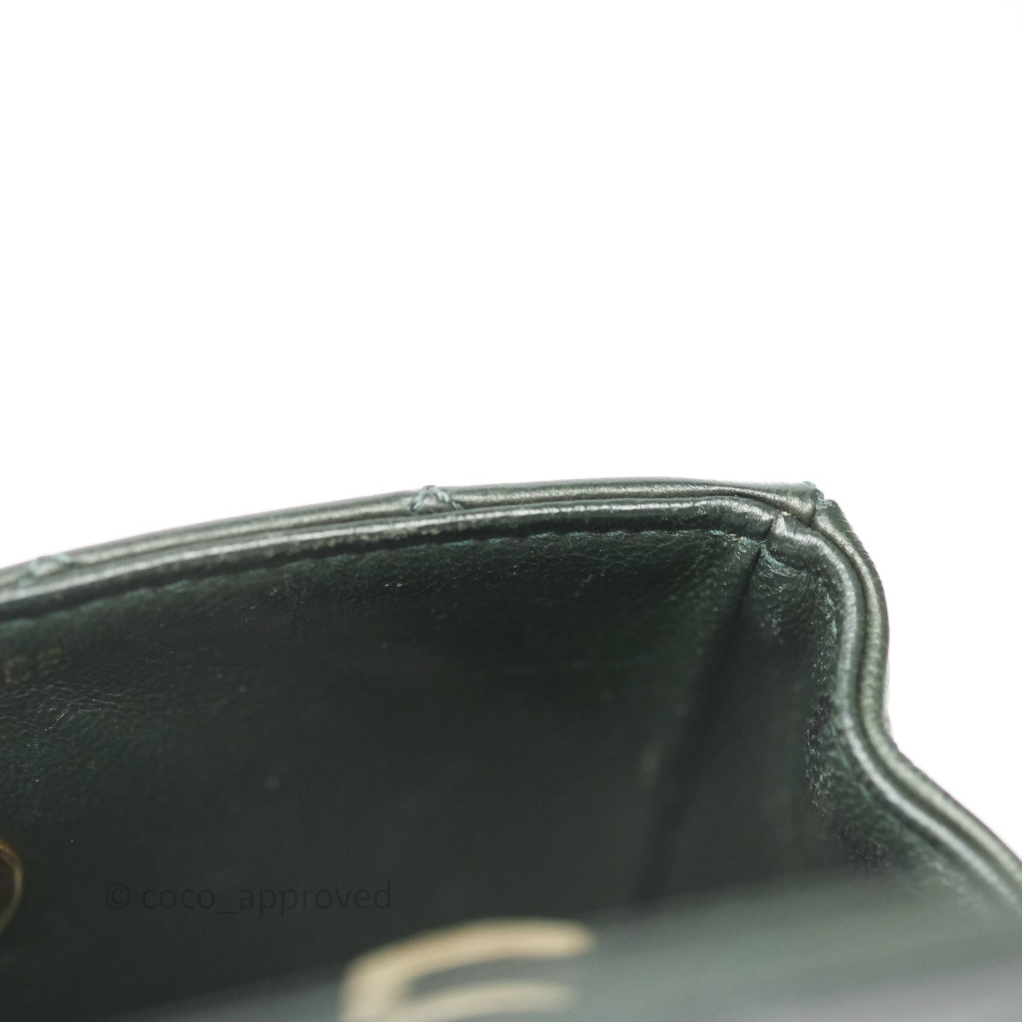 Chanel Vintage Mini Flap Bag Dark Green Lambskin Gold Hardware