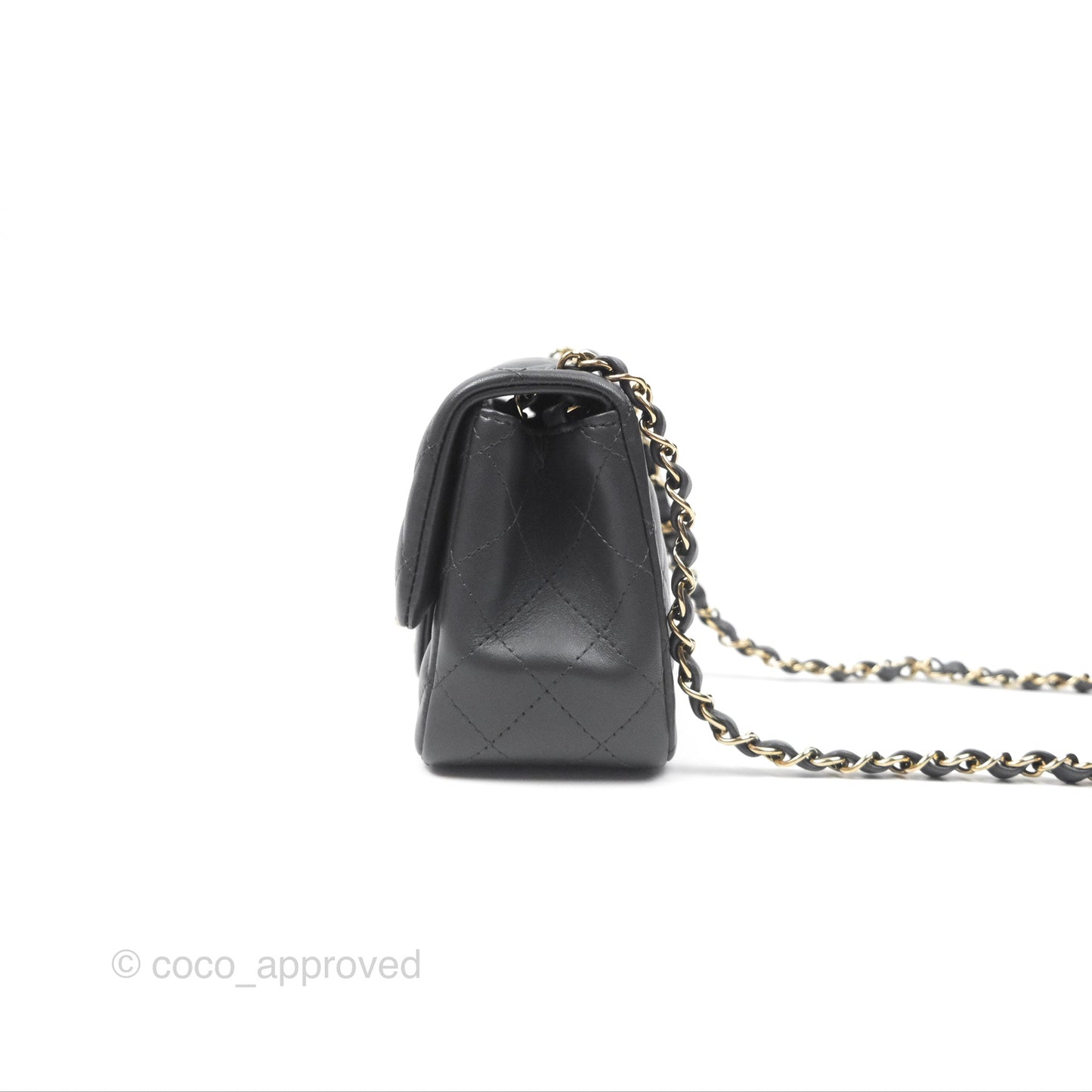 Chanel Mini Square Quilted Grey Lambskin Gold Hardware