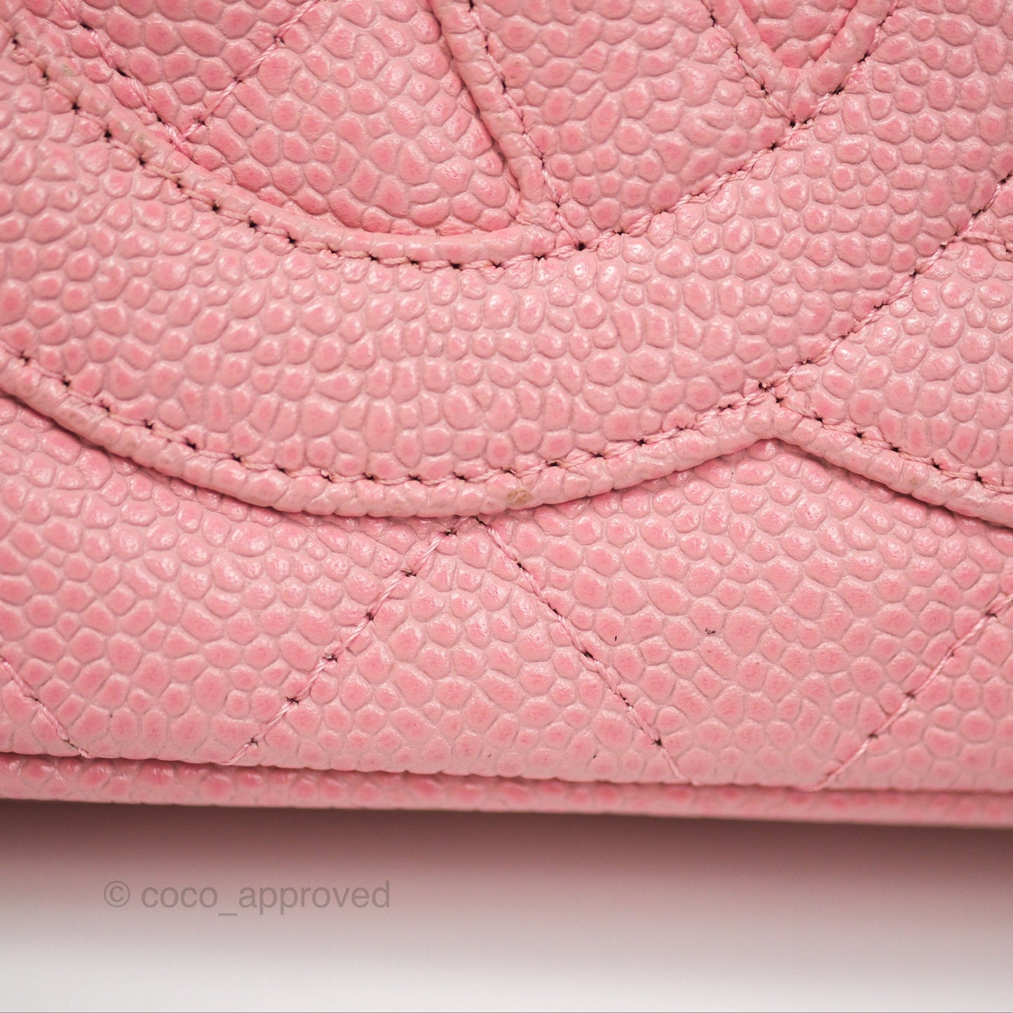 Chanel Vintage CC Quilted Shoulder Bag Pink Caviar Gold Hardware