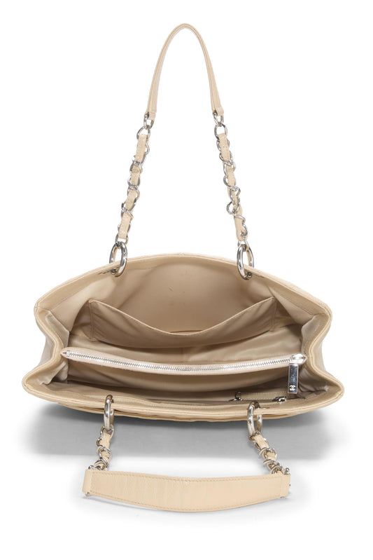 Chanel,  Beige Quilted Caviar Grand Shopping Tote (GST), Beige