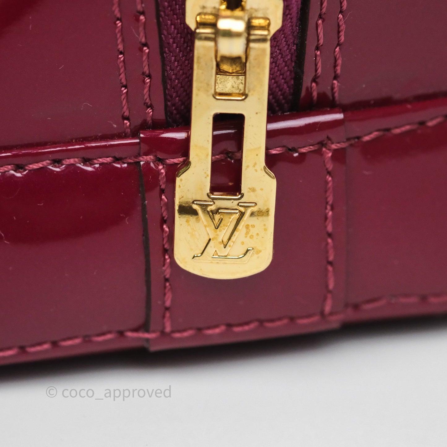 Louis Vuitton Alma BB Burgundy Patent Gold Hardware
