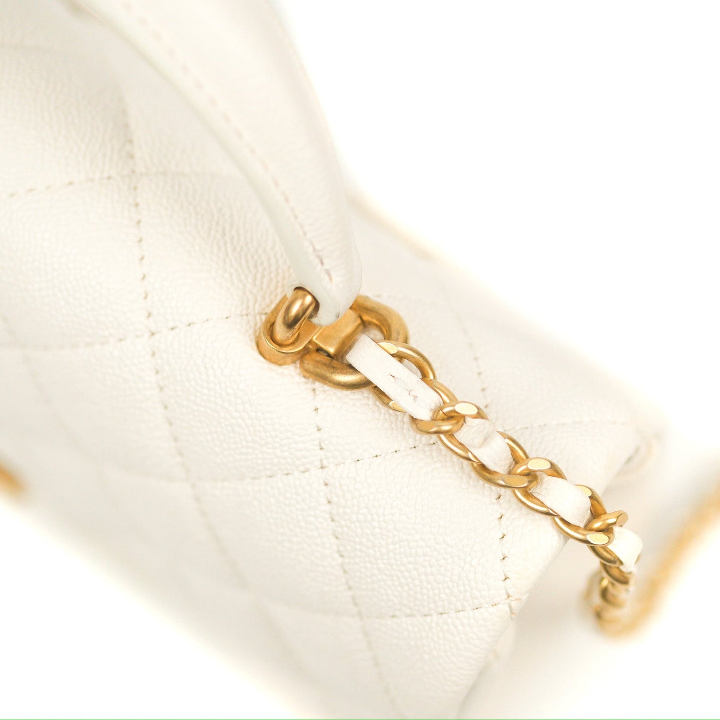 Chanel Top Handle Mini Rectangular Flap Bag White Caviar Gold Hardware