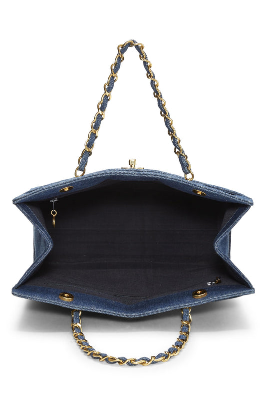 Chanel,  Blue Quilted Denim Tote Medium, Blue