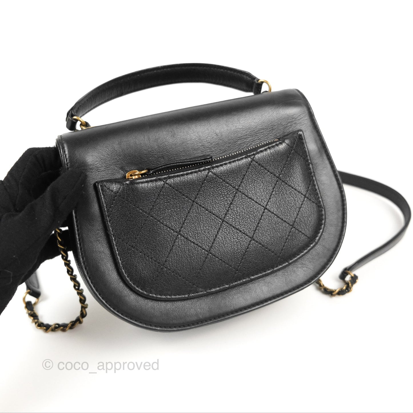 Chanel Small Coco Curve Flap Black Goatskin Antique Gold Hardware