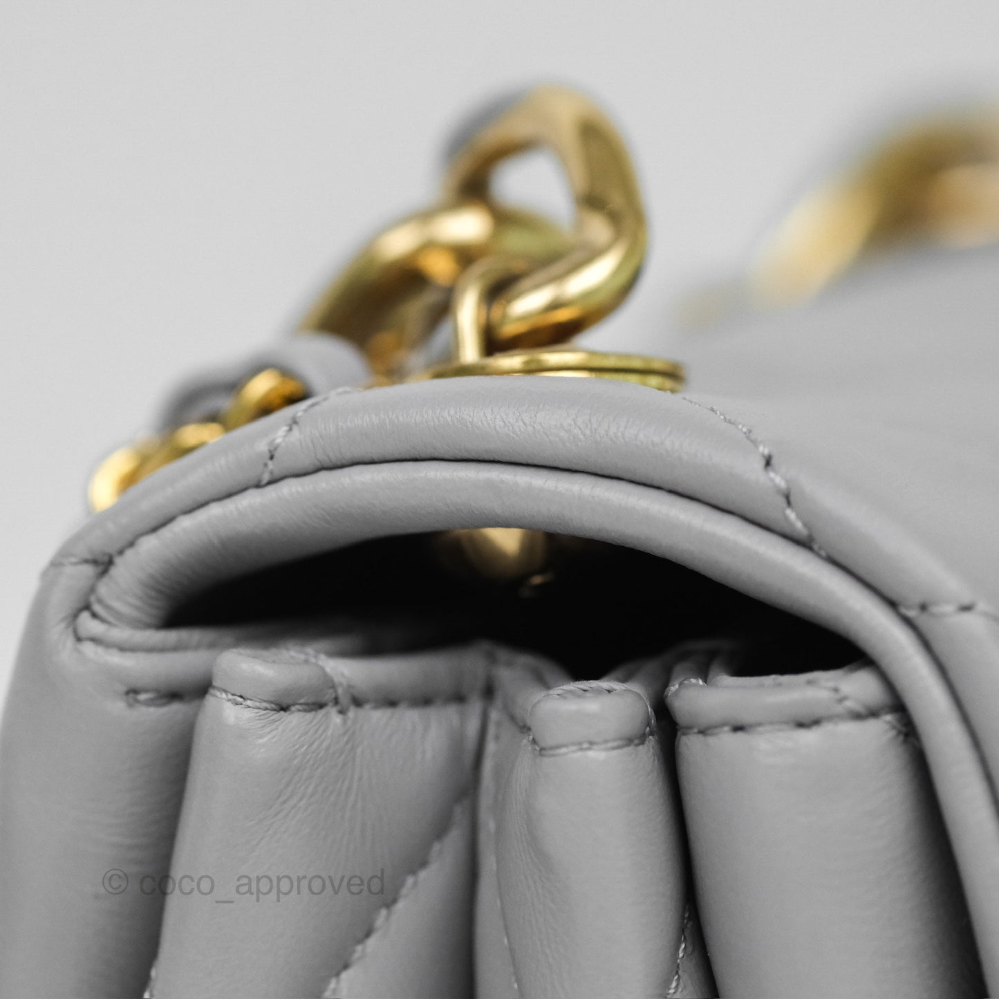 Chanel Medium Color Match Flap Grey Lambskin Aged Gold Hardware 22A