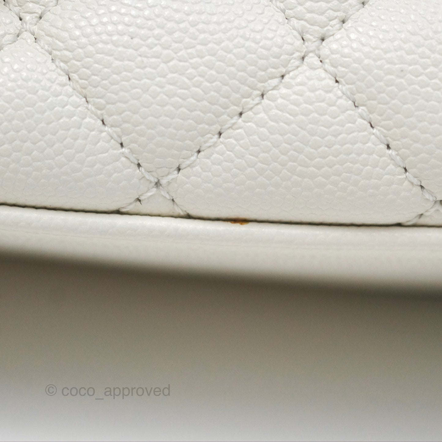 Chanel Mini Coco Handle White Caviar Gold Hardware
