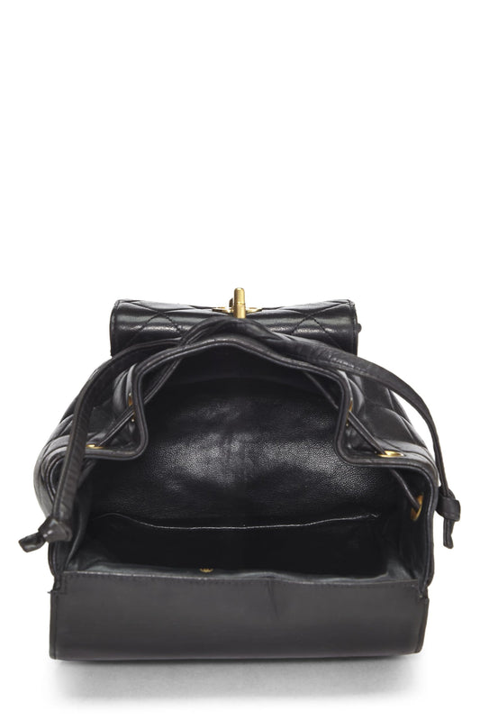 Chanel,  Black Quilted Lambskin Backpack Medium, Black