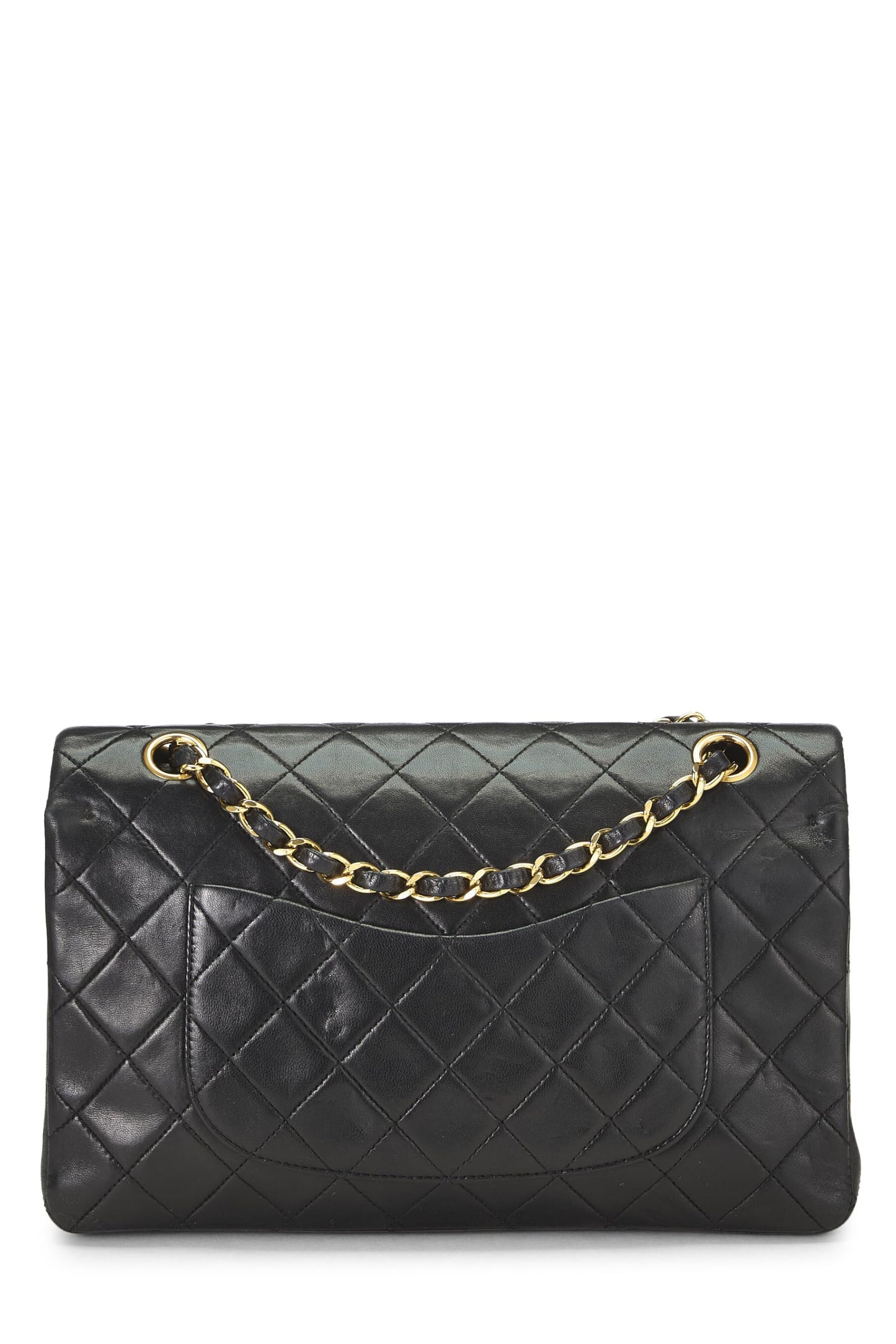Chanel,  Black Quilted Lambskin Classic Double Flap Medium, Black