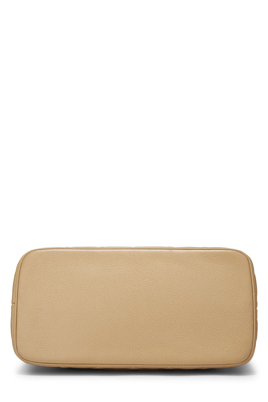 Chanel,  Beige Quilted Caviar Medallion Tote, Beige
