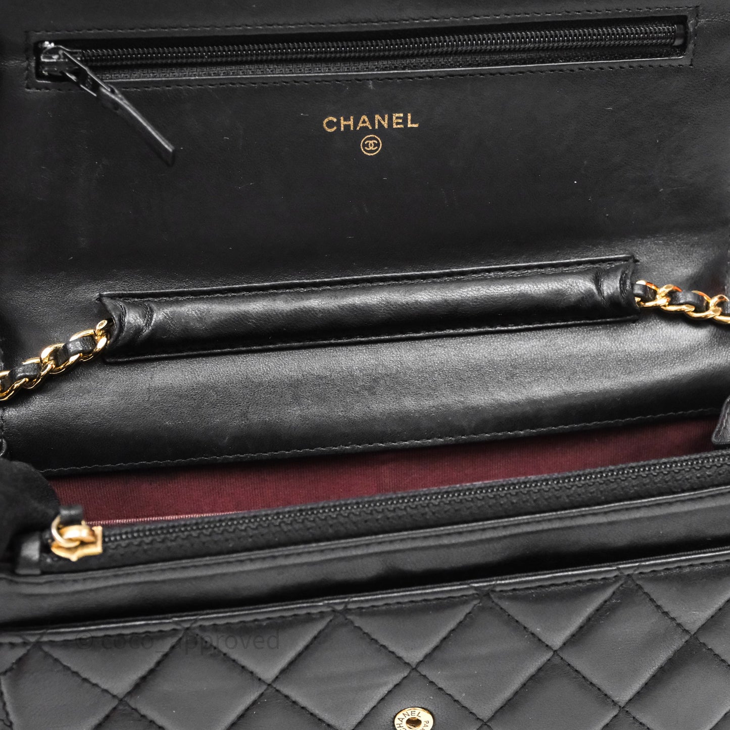 Chanel Classic WOC Wallet On Chain Quilted Black Lambskin Gold Hardware