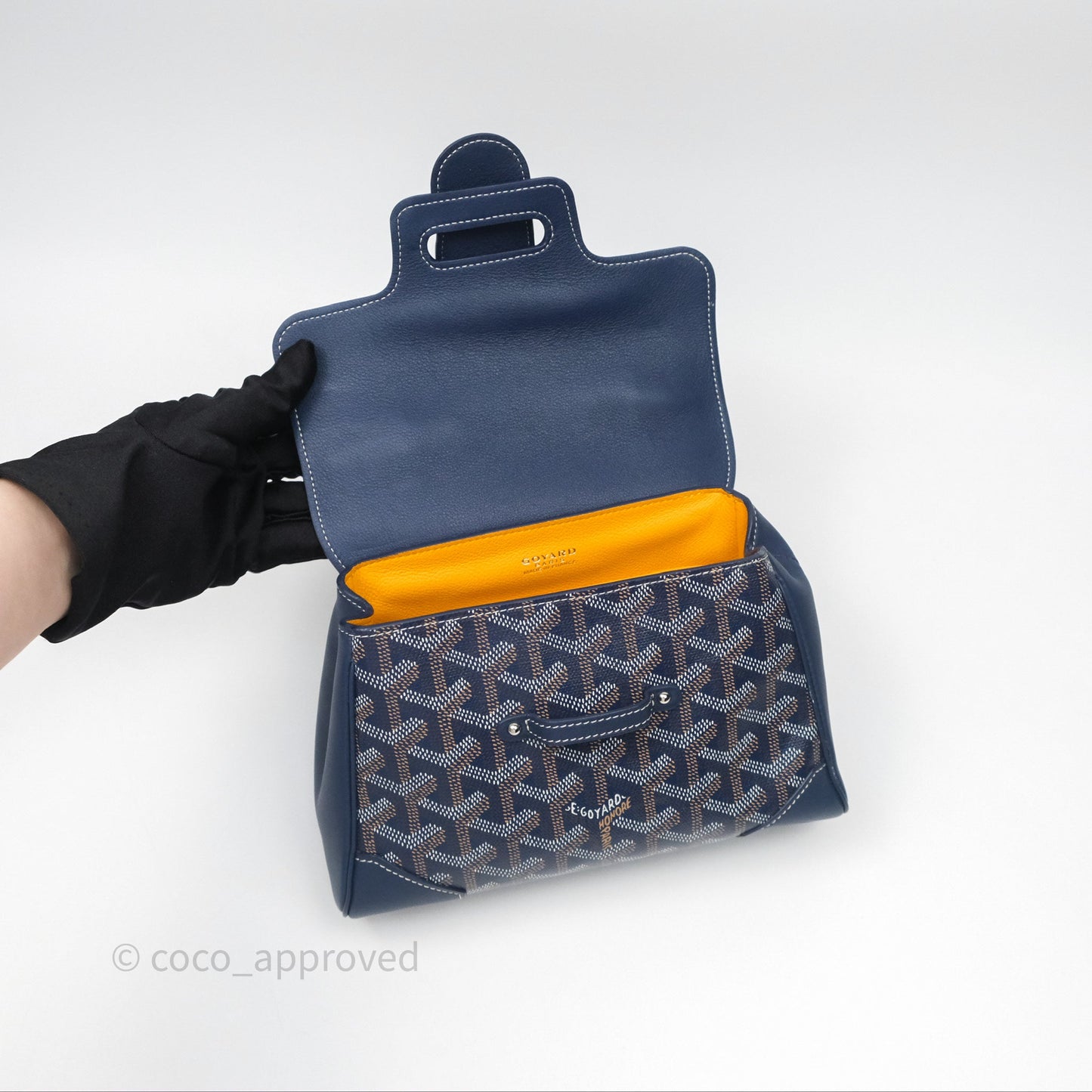 Goyard Saïgon Mini Bag Navy Goyardine Canvas/ Chevroches Calfskin