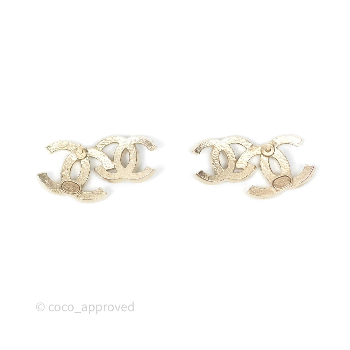 Chanel Crystal Black Double CC Earrings Gold Tone 22B