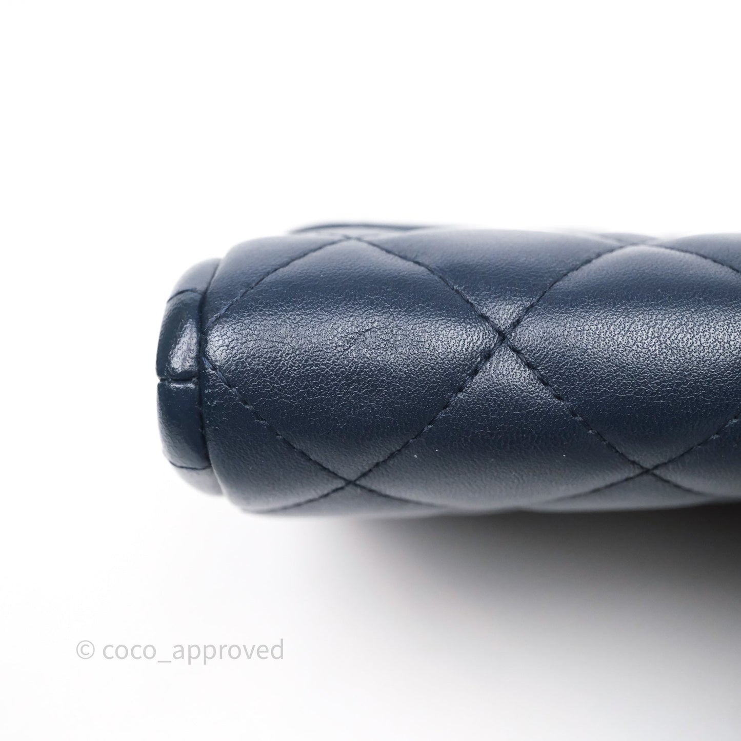 Chanel Quilted Clutch with Chain Lambskin Navy Gun Metal Hardware